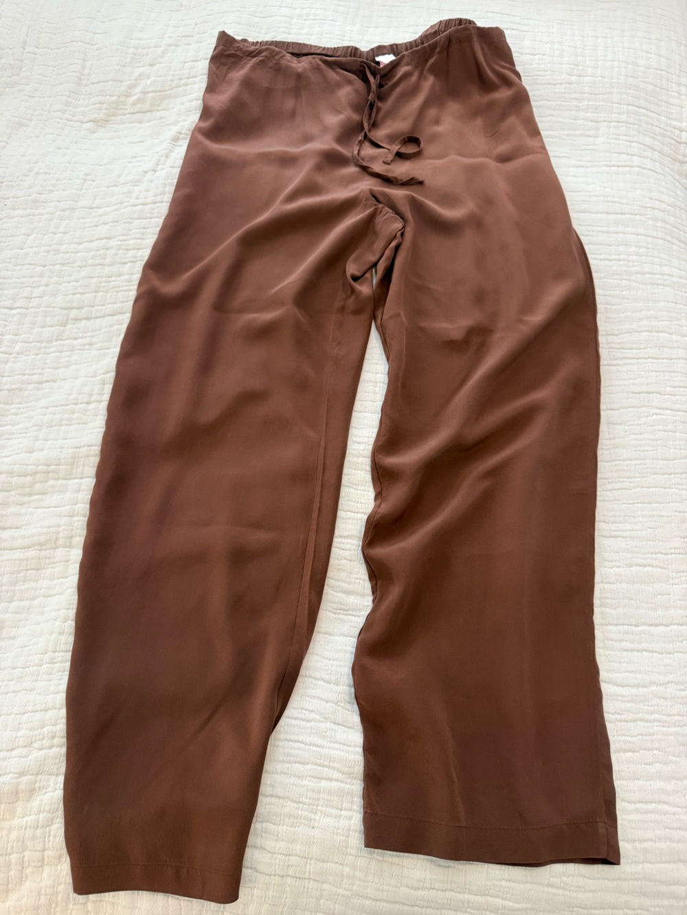 VS Silk Brown Drawstring Wide-Leg Pants EUC 0720